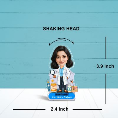 Personalized Dermatologist Female Doctor Caricature Tabletop Gift for Doctors, Skincare Professionals & Clinics Gift for Birthdays, Graduations or National Doctors' Day Battery Powered